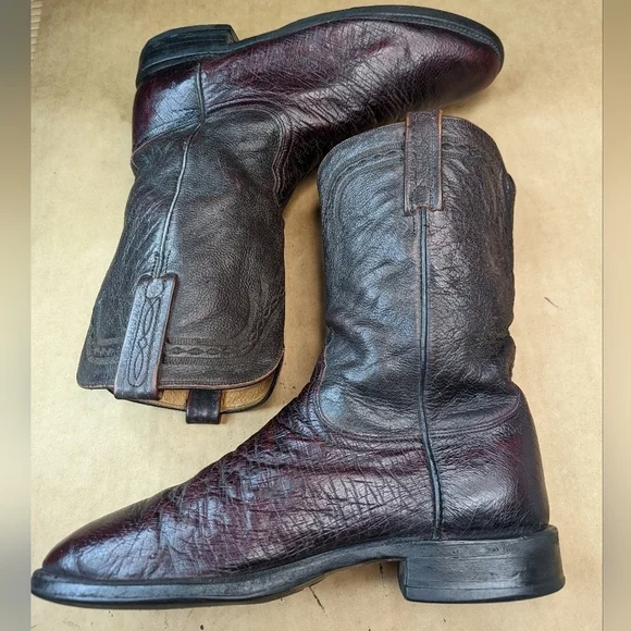 Lucchese Boots men's size 10 D. Exotic Genuine Black Cherry Smooth Ostrich leath